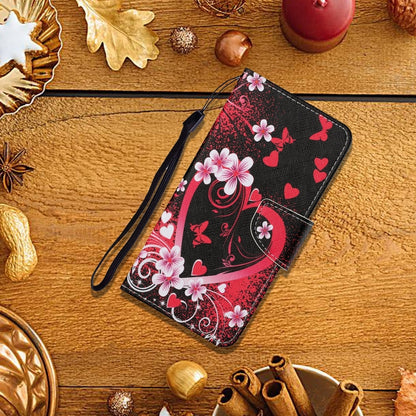 For Samsung Galaxy S24 5G Colored Drawing Pattern Leather Phone Case(Red Heart) - Galaxy S24 5G Cases by buy2fix | Online Shopping UK | buy2fix