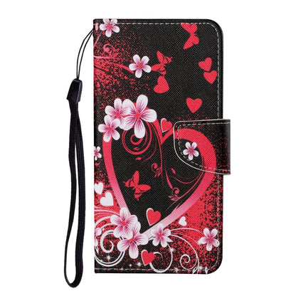 For Samsung Galaxy S24 5G Colored Drawing Pattern Leather Phone Case(Red Heart) - Galaxy S24 5G Cases by buy2fix | Online Shopping UK | buy2fix
