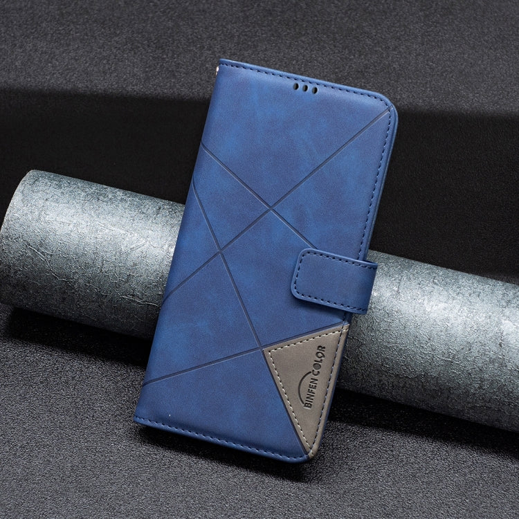 For OnePlus 13 BF05 Magnetic Buckle Rhombus Texture Leather Phone Case(Blue) - OnePlus Cases by buy2fix | Online Shopping UK | buy2fix