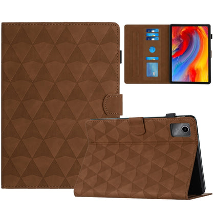 For Lenovo Tab M11/Xiaoxin Pad 11 2024 Diamond Texture Embossed Leather Smart Tablet Case(Brown) - Lenovo by buy2fix | Online Shopping UK | buy2fix