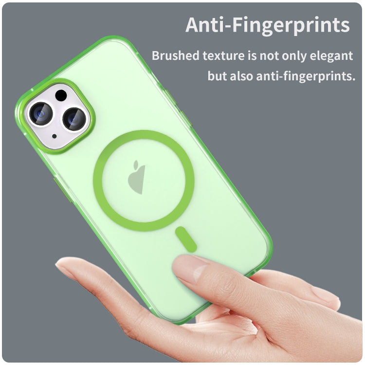 For iPhone 14 MagSafe Frosted Translucent TPU + PC Full Coverage Phone Case(Green) - iPhone 14 Cases by buy2fix | Online Shopping UK | buy2fix