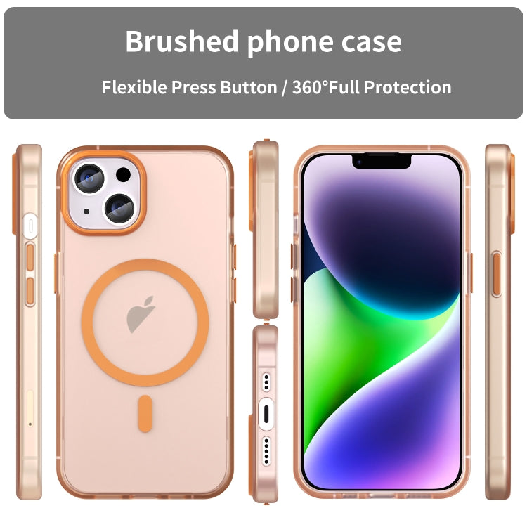 For iPhone 14 Plus MagSafe Frosted Translucent TPU + PC Full Coverage Phone Case(Orange) - iPhone 14 Plus Cases by buy2fix | Online Shopping UK | buy2fix