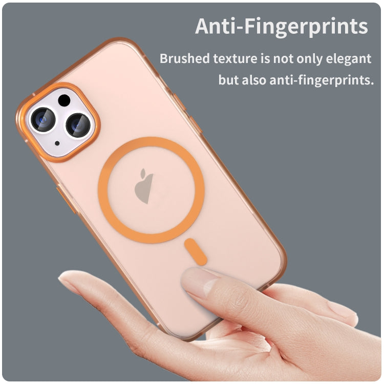 For iPhone 15 MagSafe Frosted Translucent TPU + PC Full Coverage Phone Case(Orange) - iPhone 15 Cases by buy2fix | Online Shopping UK | buy2fix