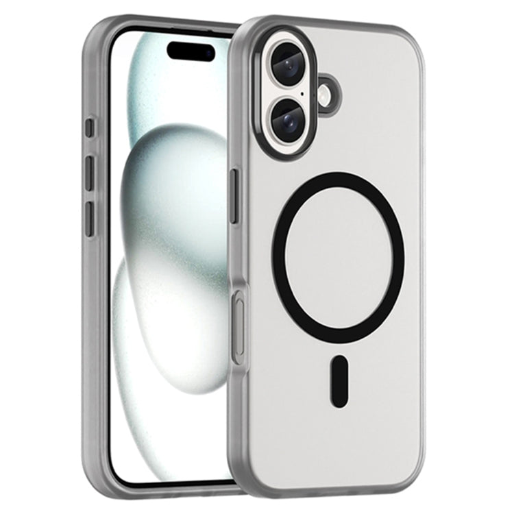 For iPhone 16 MagSafe Frosted Translucent TPU + PC Full Coverage Phone Case(Black) - iPhone 16 Cases by buy2fix | Online Shopping UK | buy2fix