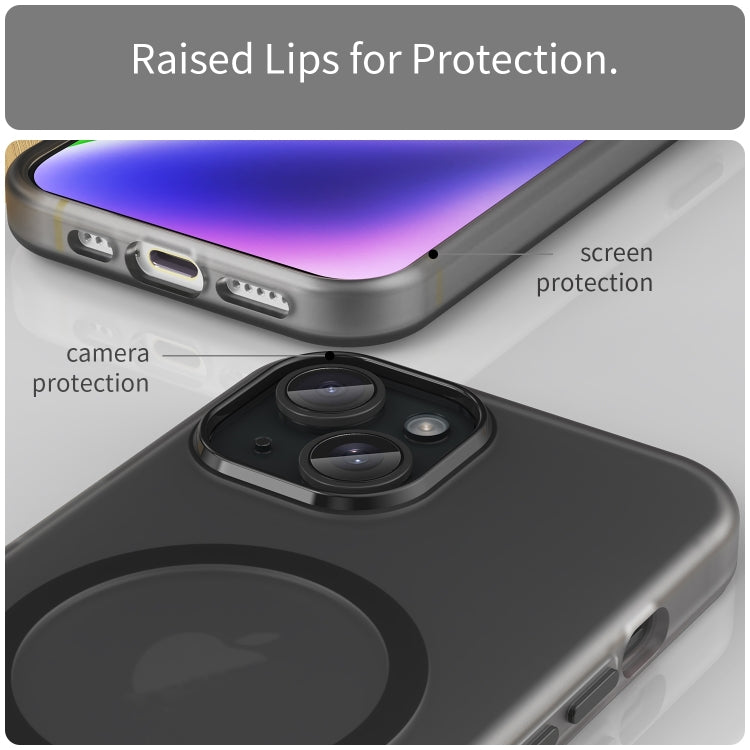 For iPhone 16 MagSafe Frosted Translucent TPU + PC Full Coverage Phone Case(Black) - iPhone 16 Cases by buy2fix | Online Shopping UK | buy2fix