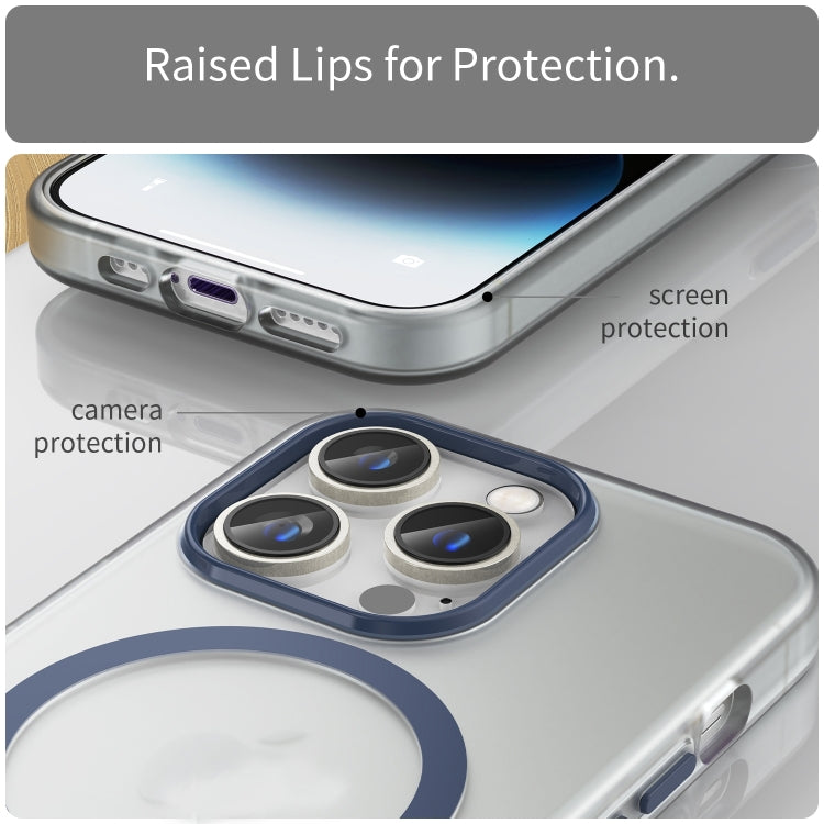 For iPhone 16 Pro MagSafe Frosted Translucent TPU + PC Full Coverage Phone Case(Dark Blue) - iPhone 16 Pro Cases by buy2fix | Online Shopping UK | buy2fix