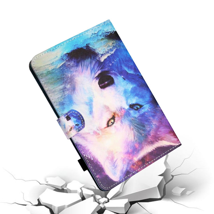 For Lenovo Tab M11/ Xiaoxin Pad 11 2024 Coloured Drawing Stitching Smart Leather Tablet Case(Wolf) - Lenovo by buy2fix | Online Shopping UK | buy2fix