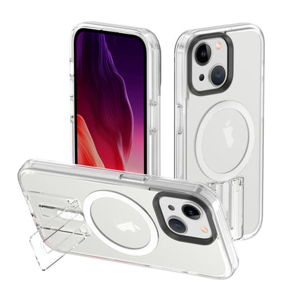 For iPhone 15 Plus Shockproof Terminator MagSafe Phone Case with Holder(Transparent) - iPhone 15 Plus Cases by buy2fix | Online Shopping UK | buy2fix