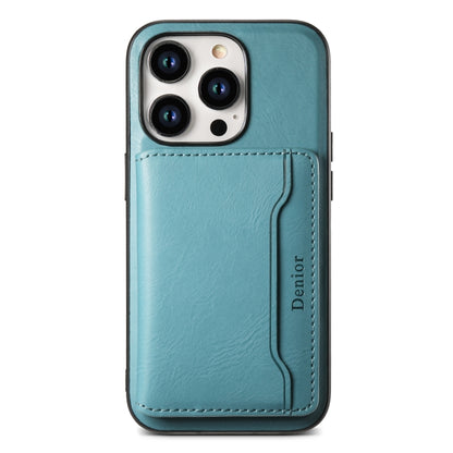 For iPhone 13 Pro Denior Cowhide Texture Leather MagSafe Detachable Wallet Phone Case(Blue) - iPhone 13 Pro Cases by Denior | Online Shopping UK | buy2fix