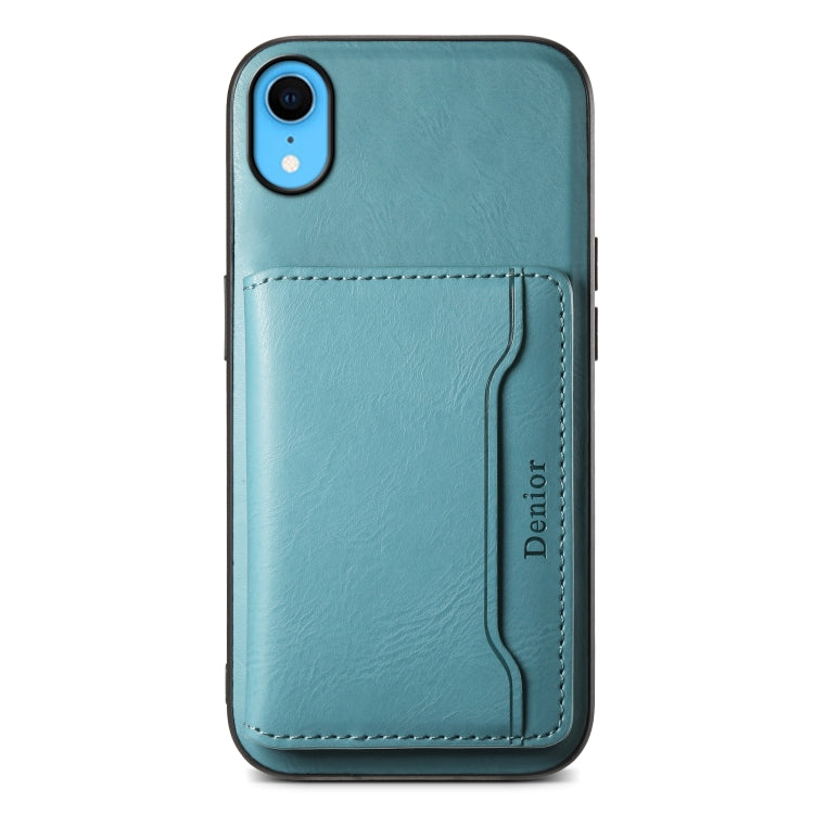 For iPhone XR Denior Cowhide Texture Leather MagSafe Detachable Wallet Phone Case(Blue) - More iPhone Cases by Denior | Online Shopping UK | buy2fix