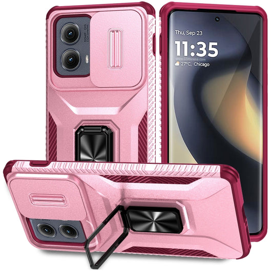 For Motorola Edge 5G 2024 Sliding Camshield Holder Phone Case(Pink + Rose Red) - Motorola Cases by buy2fix | Online Shopping UK | buy2fix