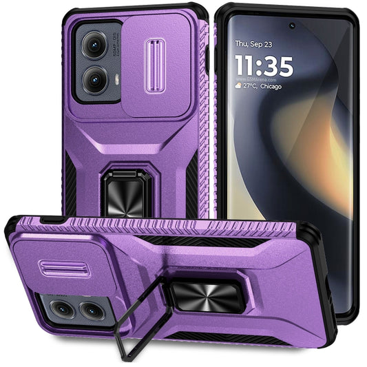 For Motorola Edge 5G 2024 Sliding Camshield Holder Phone Case(Purple) - Motorola Cases by buy2fix | Online Shopping UK | buy2fix