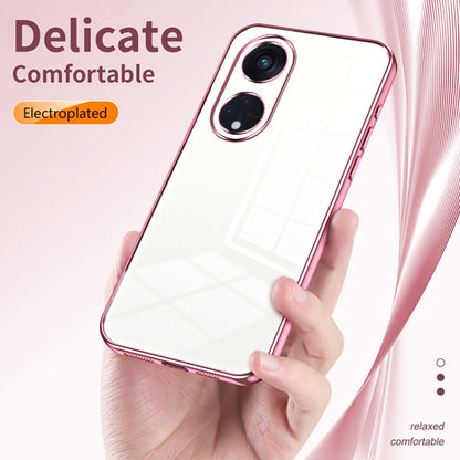 For OPPO Reno8 T 5G Transparent Plating Fine Hole Phone Case(Pink) - OPPO Cases by buy2fix | Online Shopping UK | buy2fix