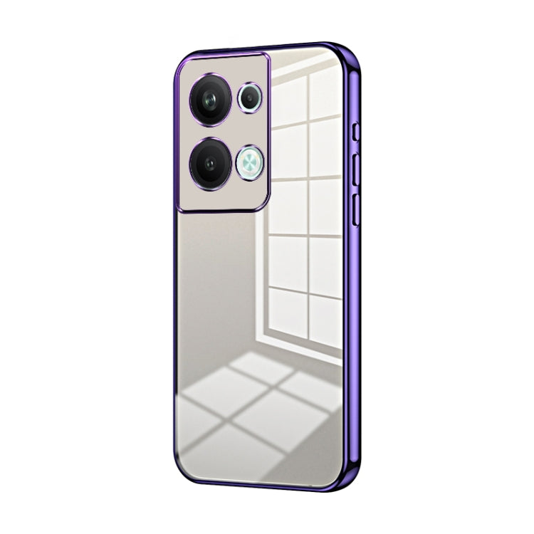 For OPPO Reno9 Pro+ Transparent Plating Fine Hole Phone Case(Purple) - OPPO Cases by buy2fix | Online Shopping UK | buy2fix