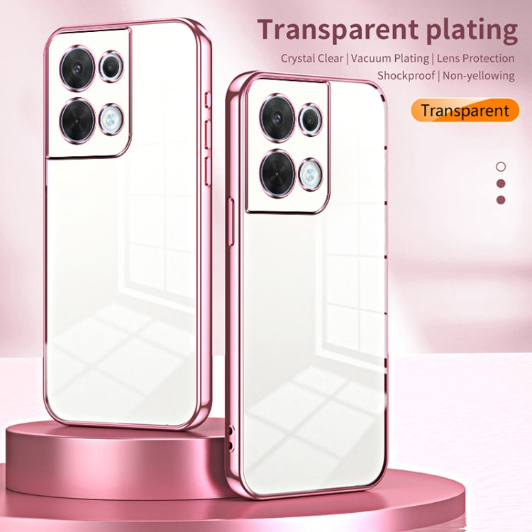 For OPPO Reno8 Transparent Plating Fine Hole Phone Case(Purple) - OPPO Cases by buy2fix | Online Shopping UK | buy2fix