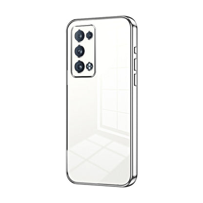 For OPPO Reno6 Pro+ Transparent Plating Fine Hole Phone Case(Silver) - OPPO Cases by buy2fix | Online Shopping UK | buy2fix
