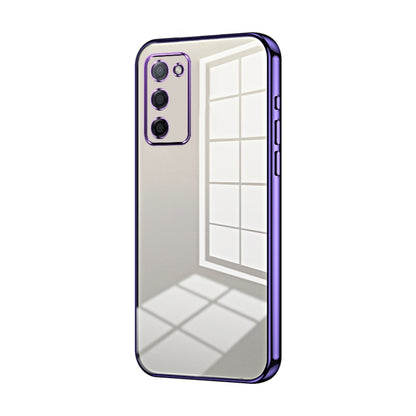 For OPPO A55 5G / A56 / A53s 5G Transparent Plating Fine Hole Phone Case(Purple) - OPPO Cases by buy2fix | Online Shopping UK | buy2fix