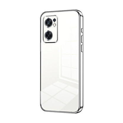 For OPPO Reno7 SE Transparent Plating Fine Hole Phone Case(Silver) - OPPO Cases by buy2fix | Online Shopping UK | buy2fix