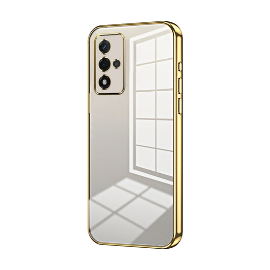 For OPPO A93s 5G Transparent Plating Fine Hole Phone Case(Gold) - OPPO Cases by buy2fix | Online Shopping UK | buy2fix