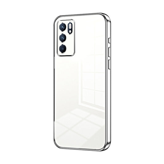 For OPPO Reno6 Indian / Malay Transparent Plating Fine Hole Phone Case(Silver) - OPPO Cases by buy2fix | Online Shopping UK | buy2fix