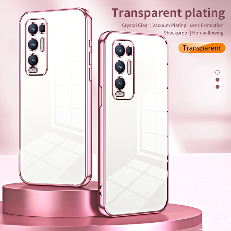 For OPPO Reno5 Pro+ Transparent Plating Fine Hole Phone Case(Pink) - OPPO Cases by buy2fix | Online Shopping UK | buy2fix