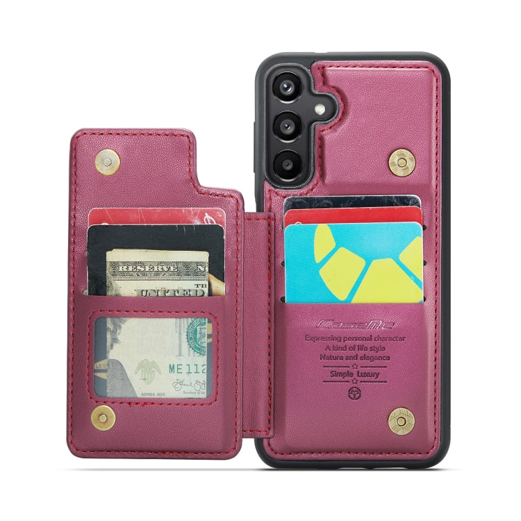 For Samsung Galaxy A25 4G CaseMe C22 PC+TPU Business Style RFID Anti-theft Leather Phone Case(Wine Red) - Galaxy Phone Cases by CaseMe | Online Shopping UK | buy2fix