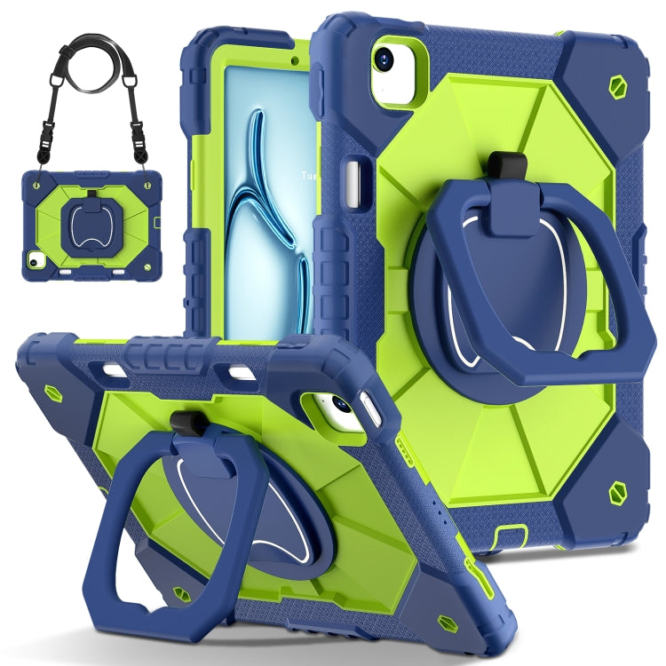 For iPad Air 11 2025 / 2024 Contrast Color Robot Silicone Hybrid PC Tablet Case(Navy Yellow Green) - iPad Air 11 2025 / 2024 Cases by buy2fix | Online Shopping UK | buy2fix