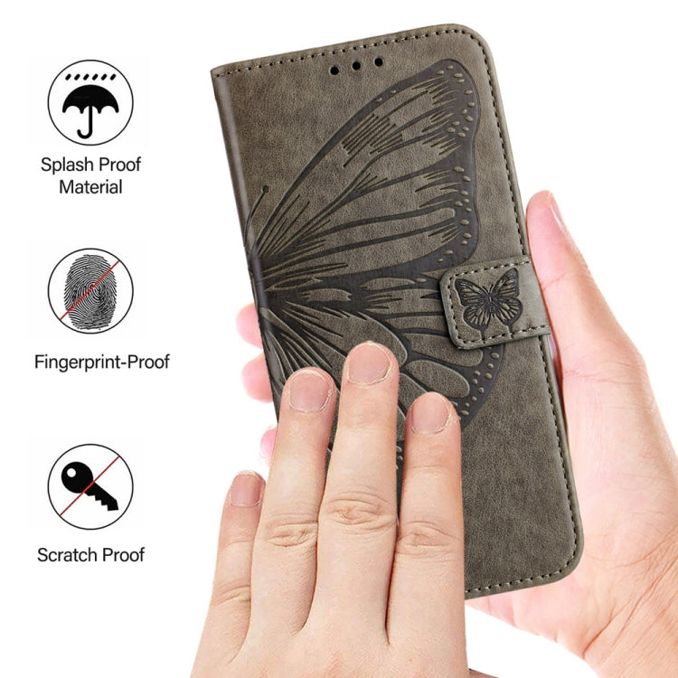 For Xiaomi Redmi K70 / K70 Pro Embossed Butterfly Leather Phone Case(Grey) - K70 Cases by buy2fix | Online Shopping UK | buy2fix