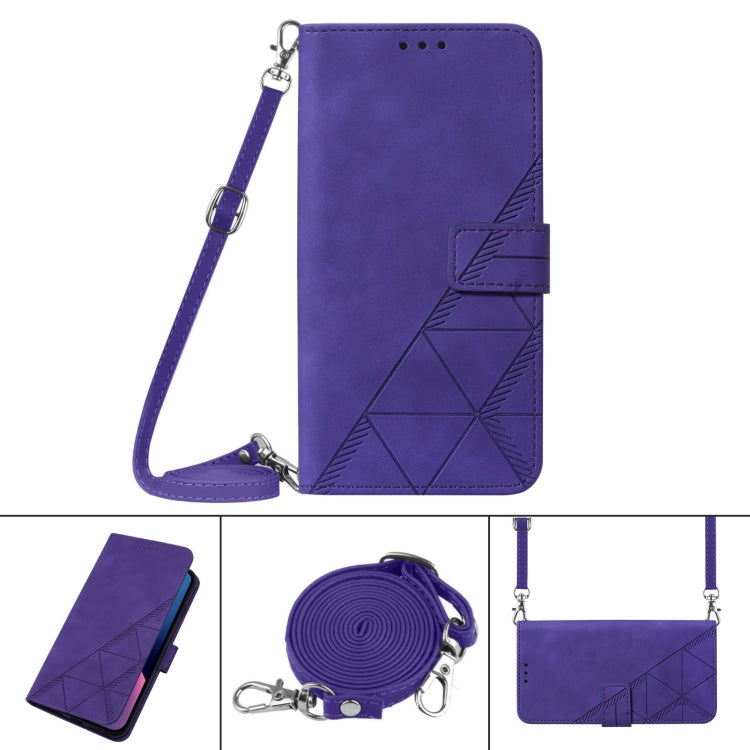 For Motorola Moto G Play 4G 2024 Crossbody 3D Embossed Flip Leather Phone Case(Purple) - Motorola Cases by buy2fix | Online Shopping UK | buy2fix