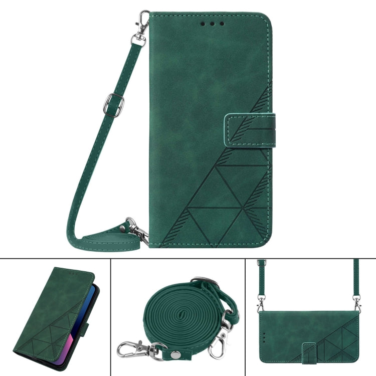 For Motorola Moto G Play 4G 2024 Crossbody 3D Embossed Flip Leather Phone Case(Dark Green) - Motorola Cases by buy2fix | Online Shopping UK | buy2fix