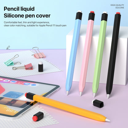 For Apple Pencil 1 Retro Pencil Style Liquid Silicone Stylus Case(Light Green) - Pencil Accessories by buy2fix | Online Shopping UK | buy2fix