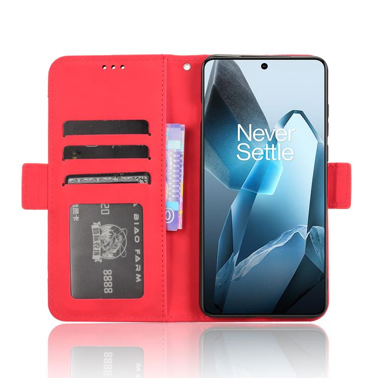 For OnePlus 13 5G Skin Feel Calf Texture Card Slots Leather Phone Case(Red) - OnePlus Cases by buy2fix | Online Shopping UK | buy2fix