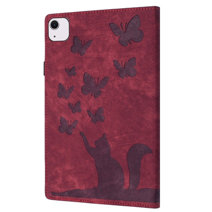 For iPad Air 11 2024 / Pro 11 2021 / 2020 Butterfly Cat Embossing Leather Tablet Case(Red) - iPad Air 11 2024 Cases by buy2fix | Online Shopping UK | buy2fix