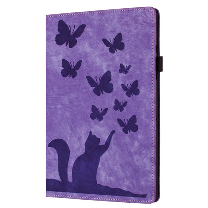 For iPad Pro 13 2024 Butterfly Cat Embossing Leather Tablet Case(Purple) - iPad Pro 13 2024 Cases by buy2fix | Online Shopping UK | buy2fix