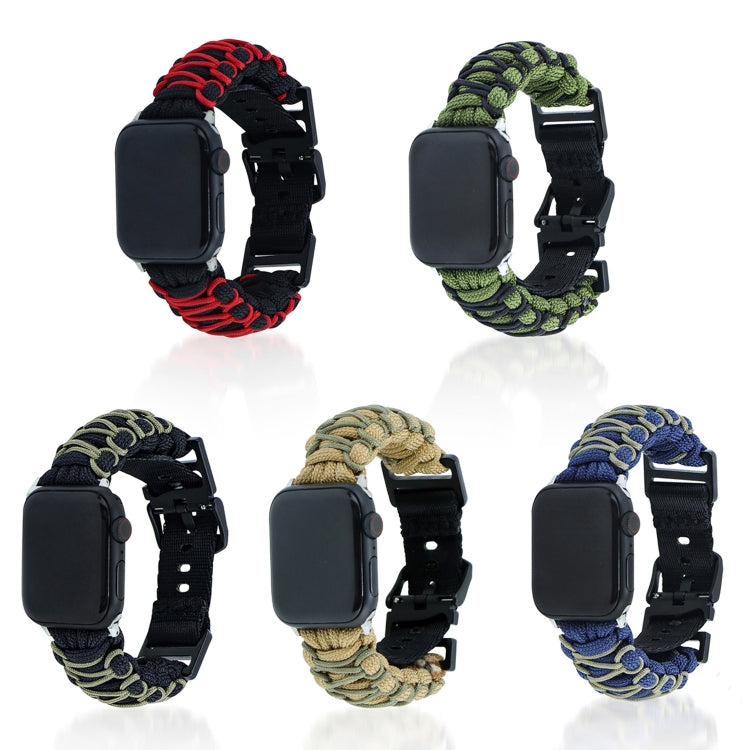 For Apple Watch Ultra 2 49mm Dual-layer Braided Paracord Buckle Watch Band(Army Green Black) - Watch Bands by buy2fix | Online Shopping UK | buy2fix