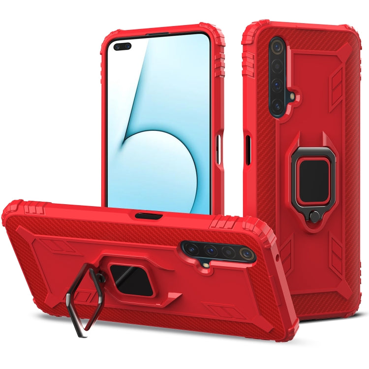 For OPPO Realme X50 & Realme X3 Carbon Fiber Protective Case with 360 Degree Rotating Ring Holder(Red) - Realme Cases by buy2fix | Online Shopping UK | buy2fix