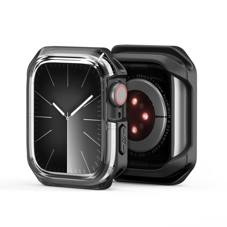 For Apple Watch 9 / 8 / 7 45mm DUX DUCIS Tamo Series Hollow PC + TPU Watch Protective Case(Transparent Black) - Watch Cases by DUX DUCIS | Online Shopping UK | buy2fix