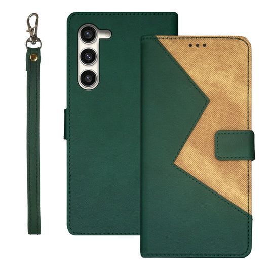 For Samsung Galaxy S24+ 5G idewei Two-color Splicing Leather Phone Case(Green) - Galaxy S24+ 5G Cases by idewei | Online Shopping UK | buy2fix