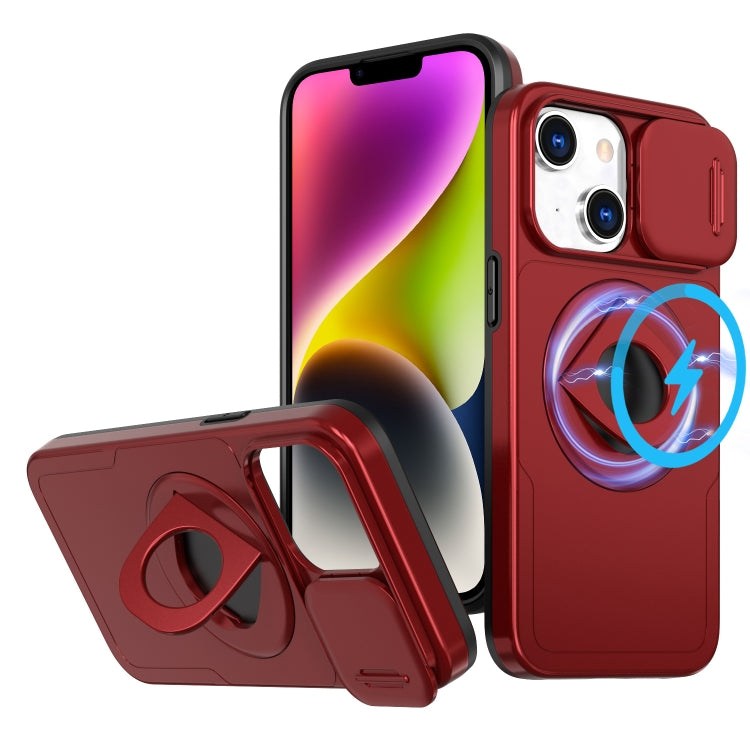 For iPhone 14 Camshield MagSafe Ring Holder Armor Phone Case(Red) - iPhone 14 Cases by buy2fix | Online Shopping UK | buy2fix