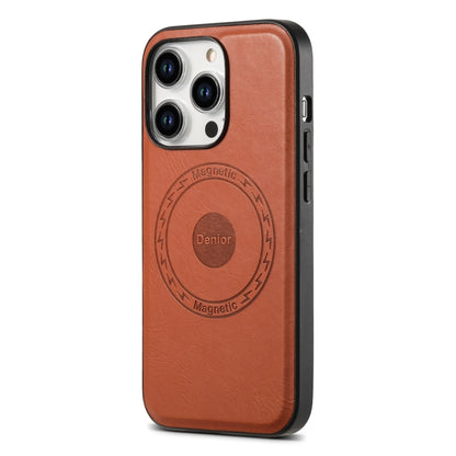 For iPhone 12 Pro Max Denior Cowhide Texture Leather MagSafe Phone Case(Brown) - iPhone 12 Pro Max Cases by Denior | Online Shopping UK | buy2fix
