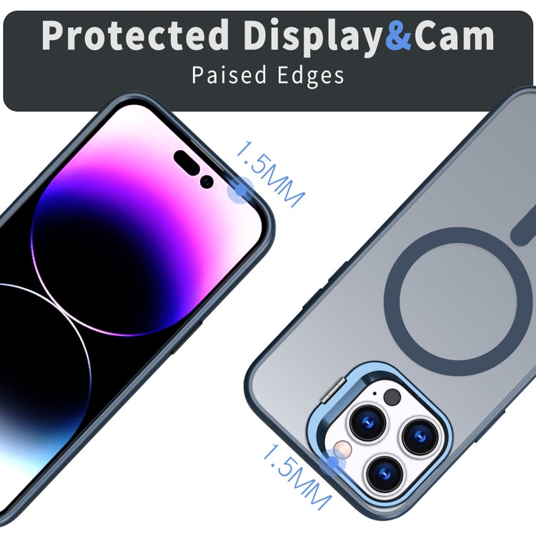 For iPhone 14 Pro Max Metal Invisible Camera Holder MagSafe Magnetic Phone Case(Blue) - iPhone 14 Pro Max Cases by buy2fix | Online Shopping UK | buy2fix