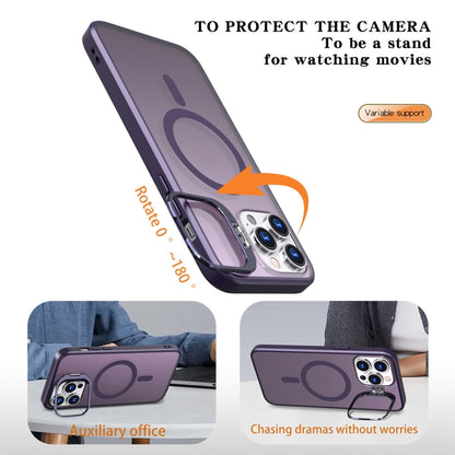 For iPhone 14 Pro Metal Invisible Camera Holder MagSafe Magnetic Phone Case(Purple) - iPhone 14 Pro Cases by buy2fix | Online Shopping UK | buy2fix