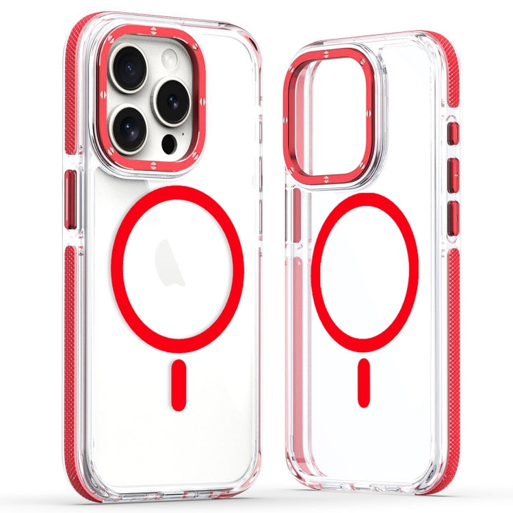 For iPhone 12 Pro Max Dual-Color Clear Acrylic Hybrid TPU MagSafe Phone Case(Red) - iPhone 12 Pro Max Cases by buy2fix | Online Shopping UK | buy2fix