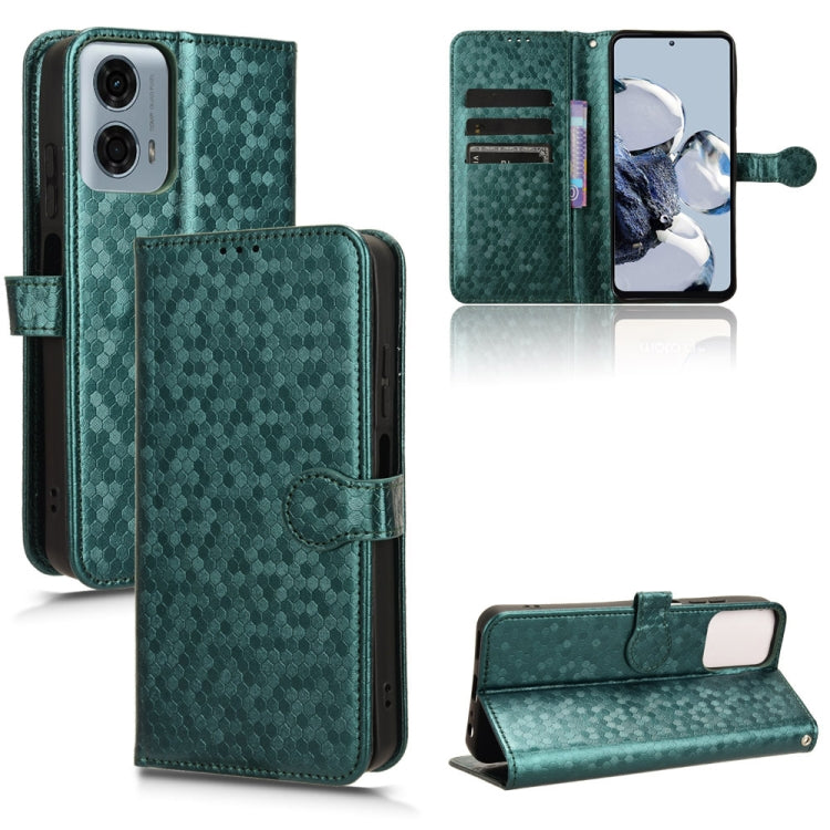 For Motorola Moto G Power 5G 2024 Honeycomb Dot Texture Leather Phone Case(Green) - Motorola Cases by buy2fix | Online Shopping UK | buy2fix