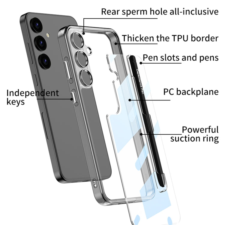 For Samsung Galaxy S24 5G GKK Space Frame Transparent PC + TPU Phone Case with Pen(Transparent) - Galaxy S24 5G Cases by GKK | Online Shopping UK | buy2fix