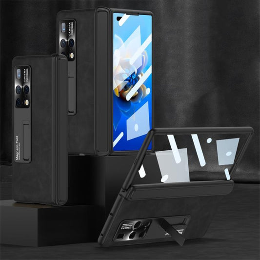 For Huawei Mate X2 GKK Integrated Frosted Fold Hinge Privacy Leather Phone Case with Holder(Black) - Huawei Cases by GKK | Online Shopping UK | buy2fix