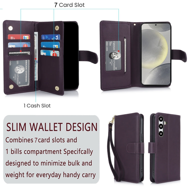 For Samsung Galaxy S24 / S25 5G Multi-Card Wallet RFID Leather Phone Case(Dark Purple) - Galaxy S24 5G Cases by buy2fix | Online Shopping UK | buy2fix