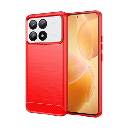 For Xiaomi Redmi K70 Brushed Texture Carbon Fiber TPU Phone Case(Red) - K70 Cases by buy2fix | Online Shopping UK | buy2fix