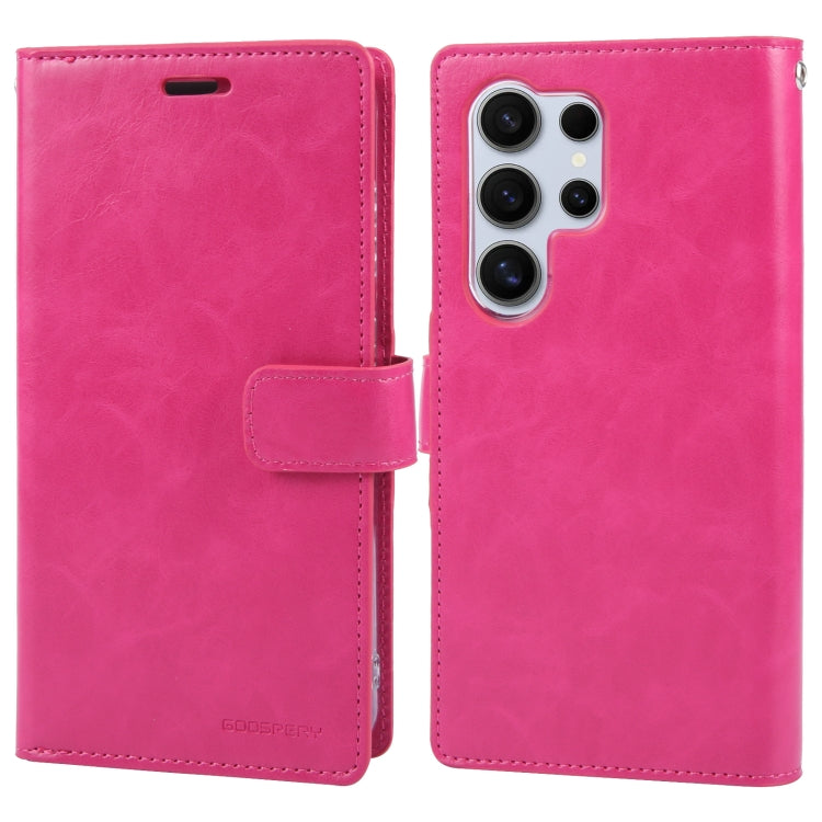 For Samsung Galaxy S24 Ultra 5G GOOSPERY MANSOOR DIARY 9 Card Slots Leather Phone Case(Rose Red) - Galaxy S24 Ultra 5G Cases by GOOSPERY | Online Shopping UK | buy2fix