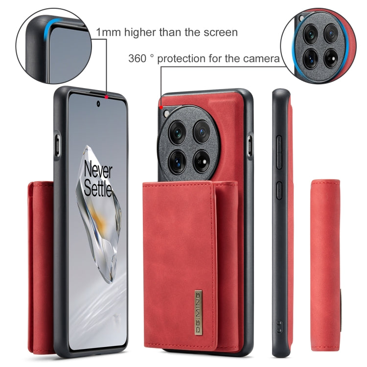 For OnePlus 12 DG.MING M1 Series 3-Fold Multi Card Wallet + Magnetic Phone Case(Red) - OnePlus Cases by DG.MING | Online Shopping UK | buy2fix